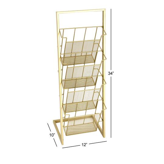 Gold Contemporary Tabletop Metal Magazine Rack